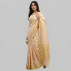 Cream and Gold Saree