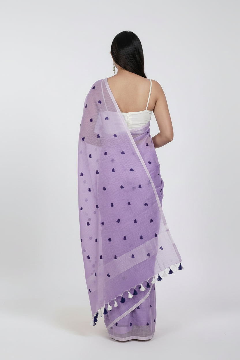 Lilac Breeze Linen Saree