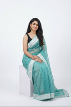 Seafoam Blue Soft Lichi Silk Saree