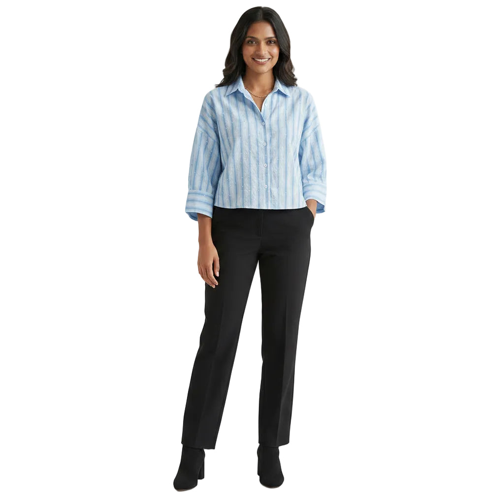 Blue Striped Button-Down Shirt
