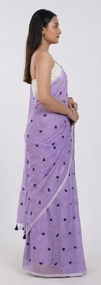 Lilac Breeze Linen Saree
