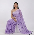 Lilac Breeze Linen Saree