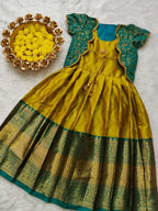Kids traditional Mustard Frock & Jacket Set
